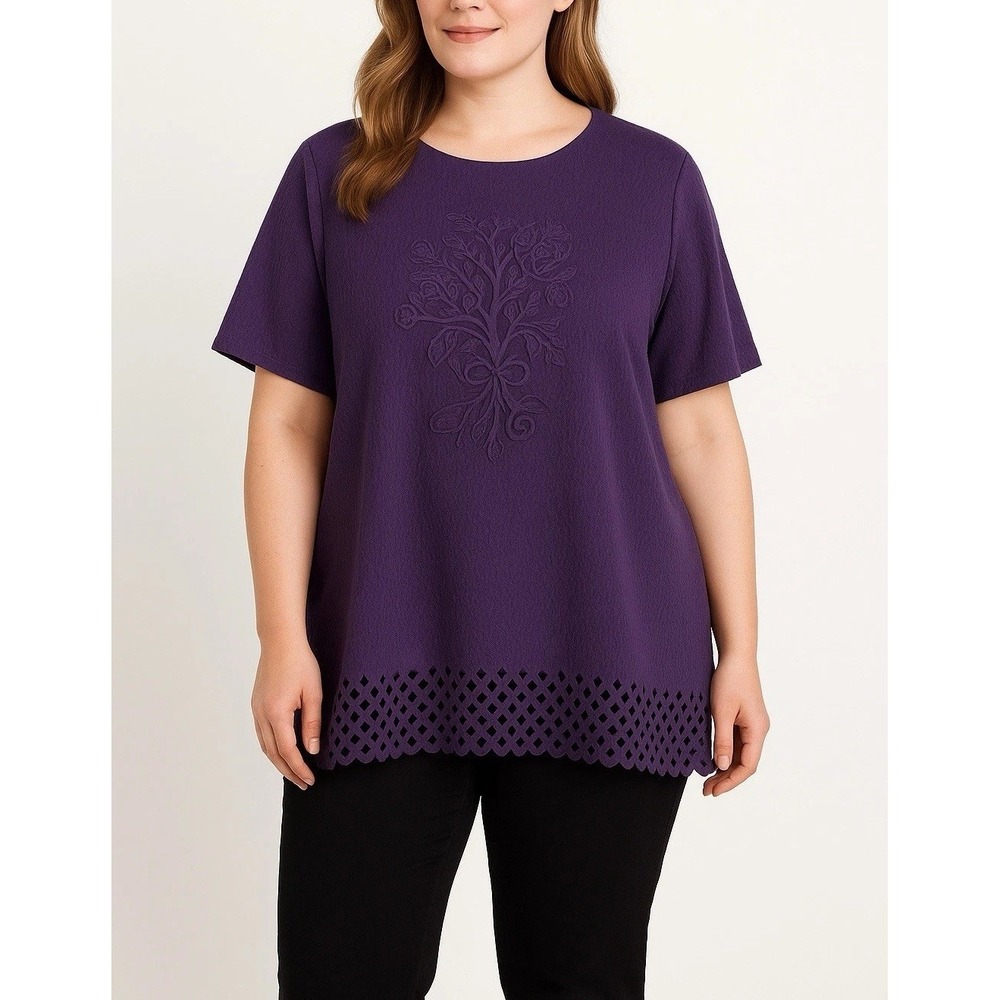 Vintage C.O.C USA Women's Blouse Top Size‎ M Purple Short Sleeve Round Neck